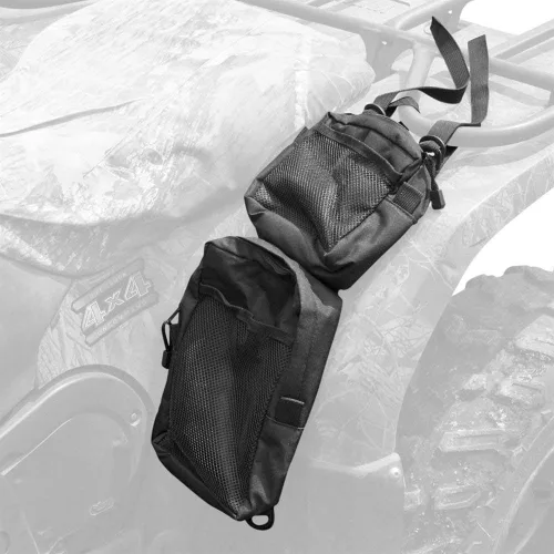 Vista 4 de Paquete de 2 bolsas de guardabarros para cuatrimoto, bolsas de sillín para tanque de ATV, paquete de almacenamiento de carga