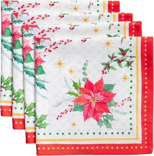 Vista 186 de Maison d' Hermine Juego de 4 servilletas de tela 100% algodón, suaves y duraderas, servilletas cuadradas reutilizables para uso diario, lavables