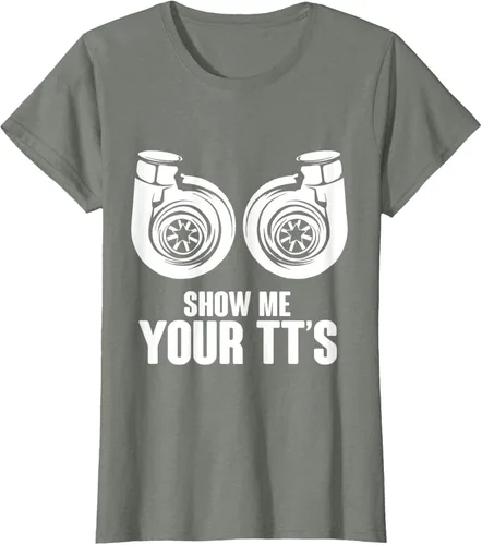 Vista 12 de Funny Show Me Your TT's Twin Turbo Car Racing Camiseta, Negro, S