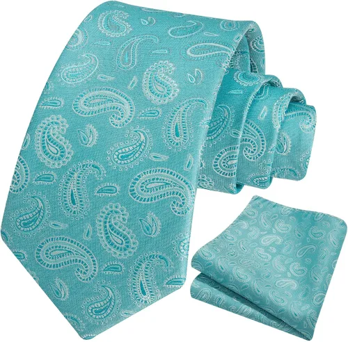 Vista 93 de HISDERN Corbatas para hombre, corbata de cachemira y bolsillo cuadrado tejido clásico floral para hombre, corbata de fiesta de boda