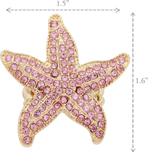 Vista 2 de Lavencious Anillo elástico con diseño de estrella de mar para mujer, talla 7-9