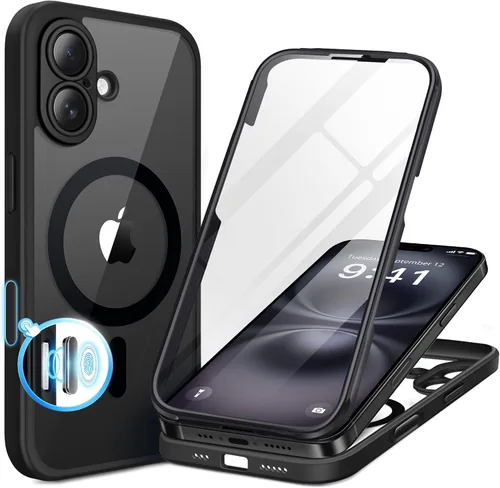 Vista 23 de BERFY Funda para iPhone 12 Pro Max, compatible con MagSafe, protector de pantalla de privacidad integrado y protección de cámara, antiespía