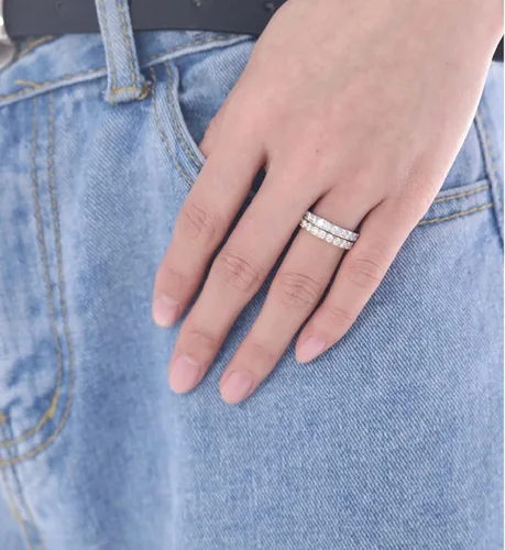 Vista 5 de TIGRADE- Anillo de compromiso de titanio para mujer de 18pulgadas con circonia cúbica, anillo de eternidad para boda, tamaño 3 a 13.5.
