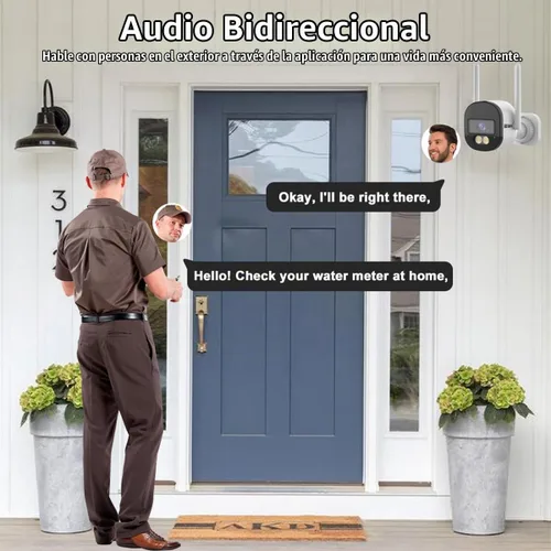 Vista 6 de EVERSECU Cámara bala WiFi con cable 2K, lente gran angular de 0.1 in, audio de 2 vías, visión nocturna, alarma de detección de movimiento