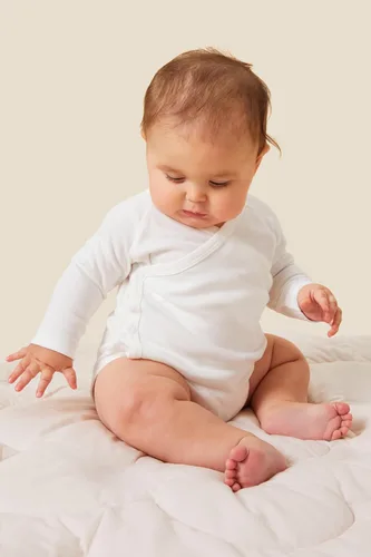 Vista 11 de MORI Body tipo kimono de manga larga para bebé para niños y niñas, transpirable, unisex, suave, con botones sin níquel