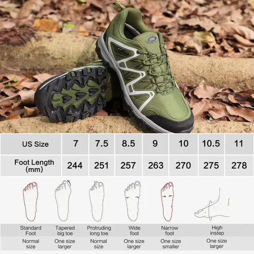 Vista 6 de TFO Zapatos de senderismo para hombre, plantilla impermeable de circulación de aire, soporte al tobillo, antideslizante, ligero para exteriores