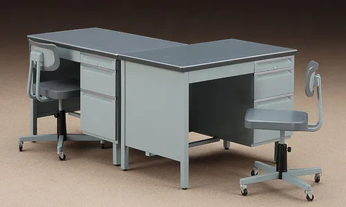 Vista 3 de Hasegawa FA03 Serie de accesorios de figura 1/12, escritorio y silla de oficina, modelo de plástico