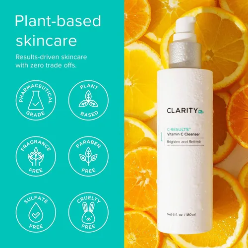 Vista 5 de ClarityRx C-Results Limpiador facial con vitamina C, lavado facial iluminador natural a base de plantas con ácido láctico