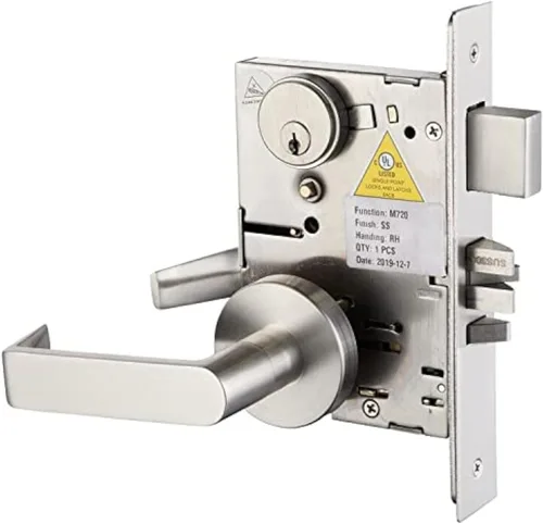 Vista 5 de Cilindro de mortaja para cerradura de puerta con acabado satinado en acero inoxidable de 3,81 cm Cilindro de 1-1/8