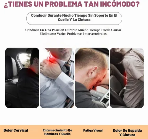 Vista 2 de Almohada cervical para aliviar el dolor de cuello y soporte cervical, almohada de espuma viscoelástica para asiento de automóvil con correa