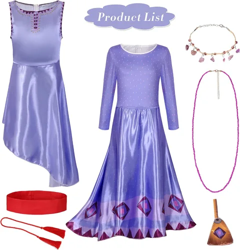 Vista 6 de Ainiel Wish Asha - Disfraz de princesa para niñas, disfraz medieval para juegos de rol, disfraz de Halloween