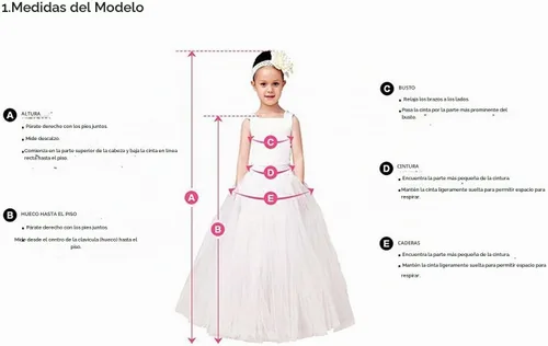 Vista 6 de Elegante vestido de primera comunión con cuentas de encaje para niña de flores de 2 a 12 años MARFIL (ALL IVORY)