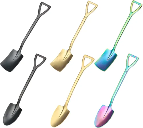 Vista 7 de Paquete de 6 cucharas de helado de acero inoxidable, cucharas de pala, cuchara de sandía, cuchara pequeña reutilizable para té, postre, hogar