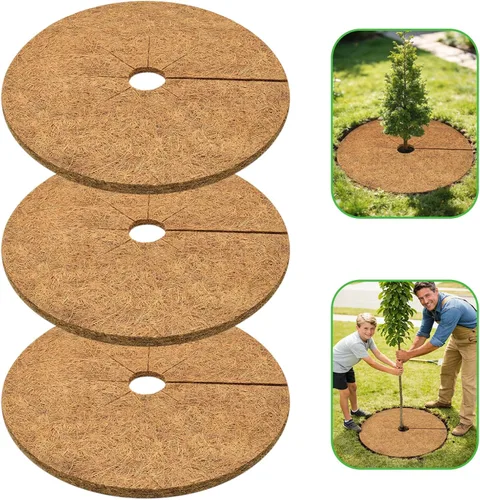 Vista 16 de ZeeDix Pack de 10 anillos de mantillo de fibra de coco, anillo de mantillo de coco coir de 6 pulgadas, protector de árbol 100% natural, anillo