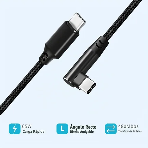Vista 2 de USB C to USB C Cable 1FT, 3 Packs, Right Angle 90 Degree, Short Cord