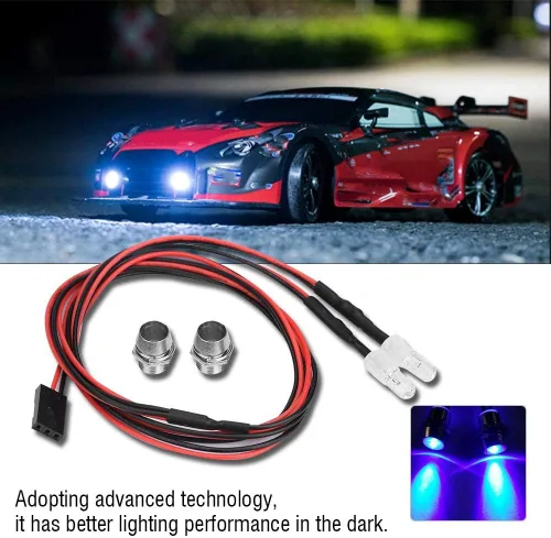 Vista 6 de Luces LED RC, faros delanteros de 0.197 in, accesorios de luces LED para vehículo de automóvil de deriva modelo 1/10 (luz azul)