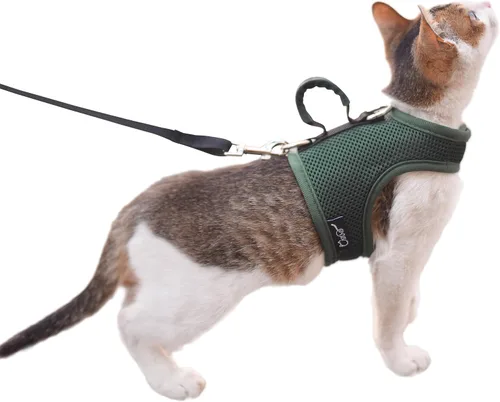 Vista 13 de Arnés de gato con correa, ajustable para gatos, chaleco acolchado para gatos, Black Plaid