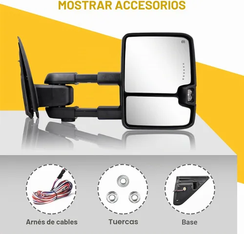 Vista 7 de Espejos de remolque para Dodge Ram 1500 2002-2008, Dodge Ram 2500 3500 2003-2009 con función de vidrio eléctrico calentado, luz de señal de giro