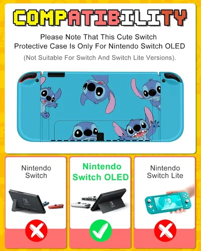 Vista 2 de Xinocy for Nintendo Switch OLED 9 in 1 Storage Accessories Kit with Travel Carrying Case+Switch Protective Cover+Game Case Holder+Strap+Sticker+2