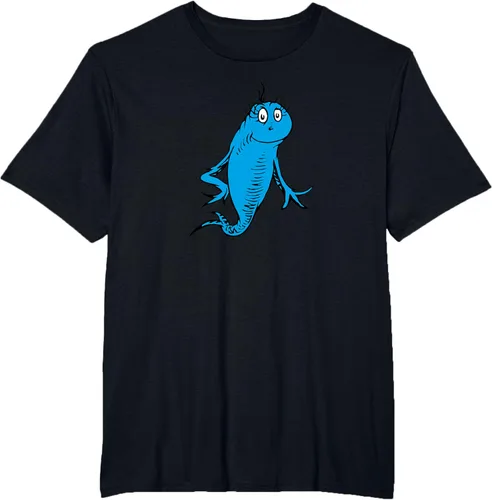 Vista 46 de Dr. Seuss Blue Fish Character - Camiseta con licencia oficial Negro