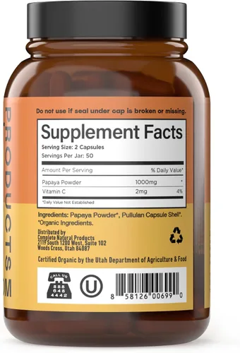 Vista 3 de CNP Papaya Enzyme Capsules 500mg - Papain, Digestive Support, Gut Aid