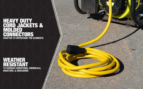 Vista 4 de Southwire Cable generador – Cable de alimentación eléctrica resistente calibre 10 con enchufe de bloqueo L14-30 y receptáculo – Doble voltaje 125