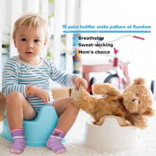 Vista 3 de 12 pares de calcetines antideslizantes antideslizantes para niños, calcetines de algodón para niños de 1-33-55-7 años de edad, niños y niñas
