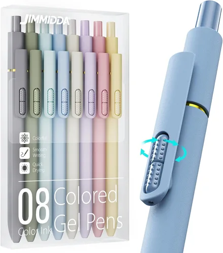 Vista 13 de Paquete de 8 bolígrafos de gel negro, punta media de 0.028 in, bolígrafos de tinta retráctiles de secado rápido para escritura suave, suministros
