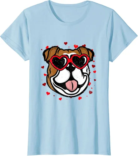 Vista 22 de Bulldog Valentine - Camiseta para amantes de las gafas de sol para perros, Negro