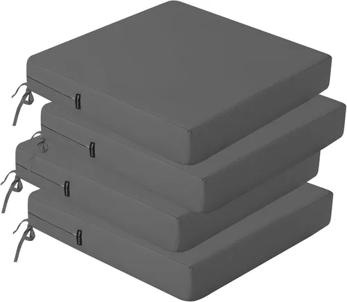 Vista 26 de idee-home Juego de 2 cojines para sillas de exterior, cojines de asiento impermeables para muebles de patio, almohadilla de repuesto para silla