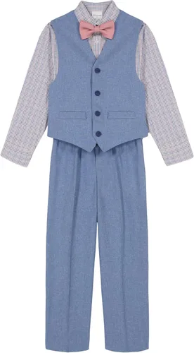 Vista 11 de Van Heusen Conjunto de traje formal de 4 piezas para niños, chaleco, pantalones, camisa de vestir con cuello y corbata