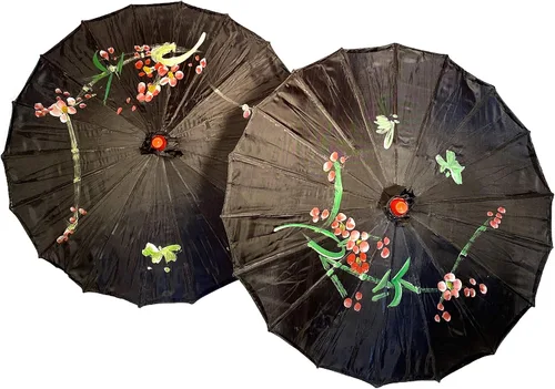 Vista 33 de TJ Global Paquete de 2 paraguas chinos japoneses para niños, 22 pulgadas, para bodas, fotografías, disfraces, cosplay, decoración y otros eventos, 2