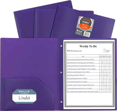 Vista 15 de Portafolios de poliéster pesado con dos compartimentos, de C-Line, Colores Variados Paquete de 10