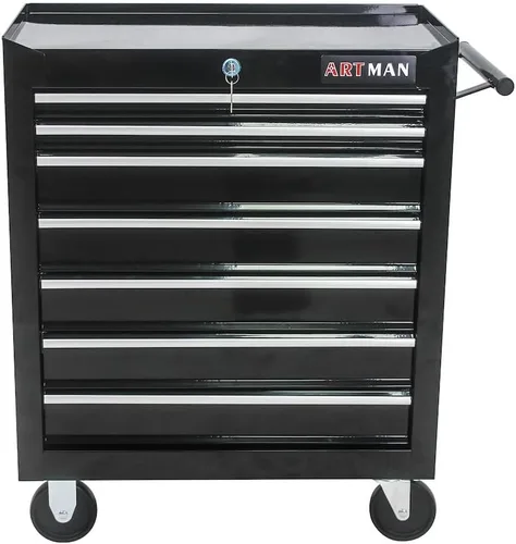 Vista 9 de Carrito de herramientas con ruedas y cajones mecánicos, caja de herramientas resistente con cerradura, carrito de herramientas multifuncional