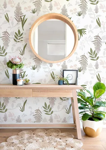 Vista 2 de Papel tapiz floral para despegar y pegar, papel de contacto de hojas modernas, papel tapiz extraíble, decorativo, autoadhesivo, papel tapiz de pared