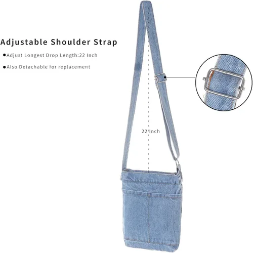 Vista 5 de AOCINA Bolso pequeño de mezclilla azul para mujer bolso cruzado para mujer bolso pequeño para adolescentes