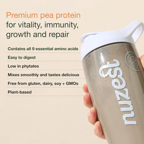 Vista 3 de Nuzest Proteína vegana de guisante en polvo, proteína limpia y magra, 20 porciones de 0.71 onzas de proteína, mezcla de batido de proteína