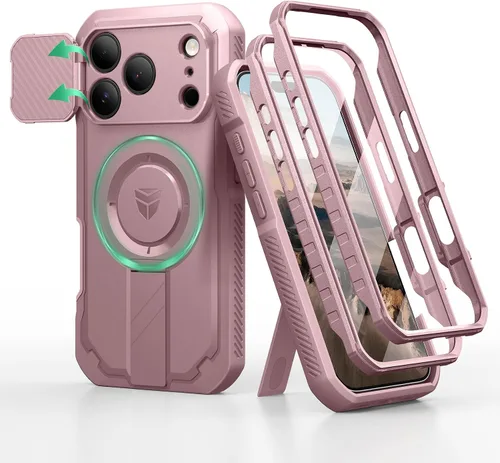Vista 17 de Dexnor - Funda para iPhone 12 & iPhone 12 Pro con tapa deslizante para cámara, soporte ajustable y protector de pantalla integrado, carcasa