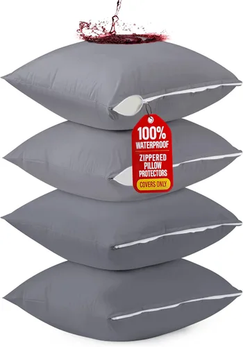 Vista 13 de Utopia Bedding - Fundas impermeables para almohadas (sin insertos de almohada) con cremallera europea (paquete de 2, blanco), fundas de almohada