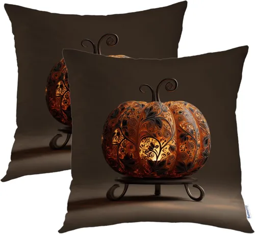 Vista 39 de Batmerry Autumn Maple Leaves Throw Pillow Covers, red Fall Orange Leaves Decorative Pillow Covers Digital Printing Blended for Couch Sofa Bed