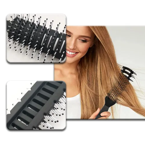 Vista 4 de Cepillo de pelo, 2 piezas de cepillo de ventilación profesional para espalda resbaladiza, cepillo antiestático desenredante para cabello húmedo