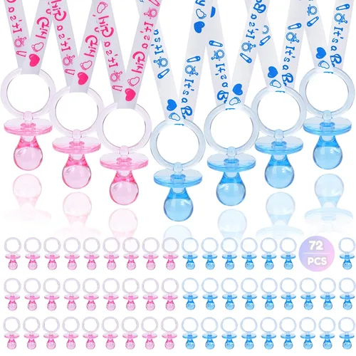 Vista 11 de XINHUIDALSQ Collar de 36 chupetes de baby shower, bonitos collares acrílicos para juegos de baby shower, regalos de fiesta, decoraciones