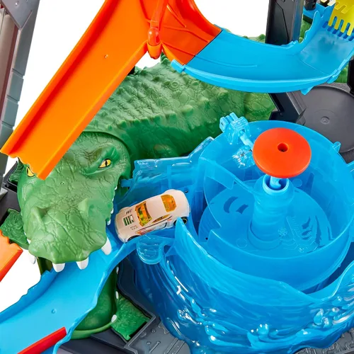 Vista 14 de Hot Wheels City Lavado de Autos y Cocodrilo Gigante