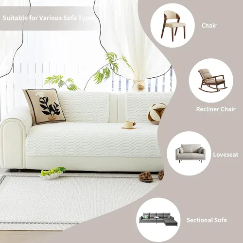 Vista 4 de Fundas de sofá de felpa cálidas lavables, divertidas fundas de sofá peludas para perros lavables, fundas de sofá antideslizantes para reclinables