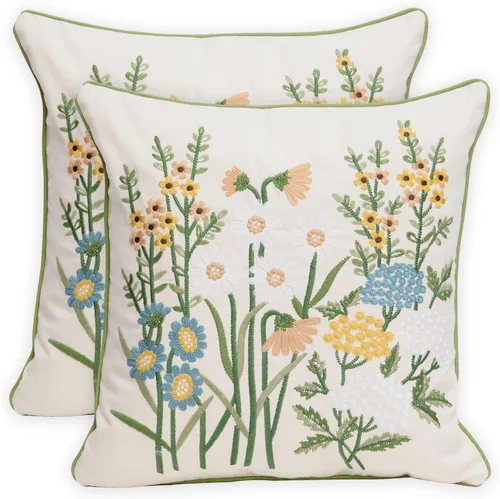 Vista 13 de Juego de 2 fundas de almohada decorativas bordadas para sofá, fundas cuadradas para cojines, para dormitorio, sofá, decoración rústica de granja, 18