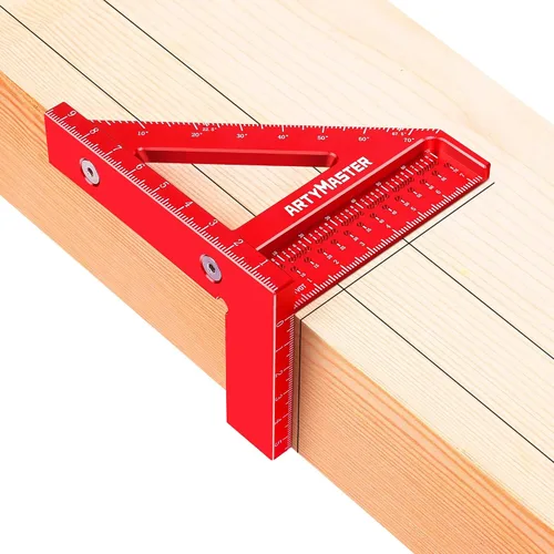 Vista 10 de Regla Cuadrada de Medición Multi-Ángulo 3D Mini de 3.8", WT102A Herramientas de Carpintería de Alta Precisión para Marcado de Agujeros en Trabajos