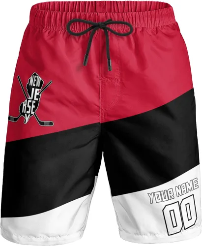 Vista 10 de Custom Hockey Men's Shorts Gifts for Men Casual City Youth Fans Sport Beach Shorts Add Name & Number Quick Dry