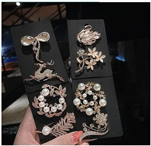 Vista 5 de GPPZM - Broches retro de cadena de cristal de camelia grande con borlas y números de perlas pines para ropa de mujer color 7