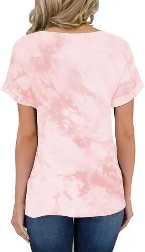 Vista 2 de MIHOLL - Camiseta holgada, informal, de manga corta, con cuello en V, para mujer