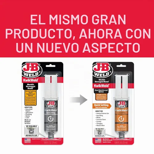 Vista 2 de J-B Weld 50176 KwikWeld jeringa epoxi reforzada con acero - Se seca en gris oscuro - 0.84 onzas líquidas, Negro